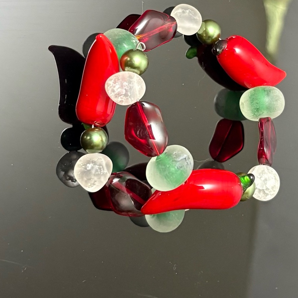 Festive Chili Pepper Beaded Bracelet